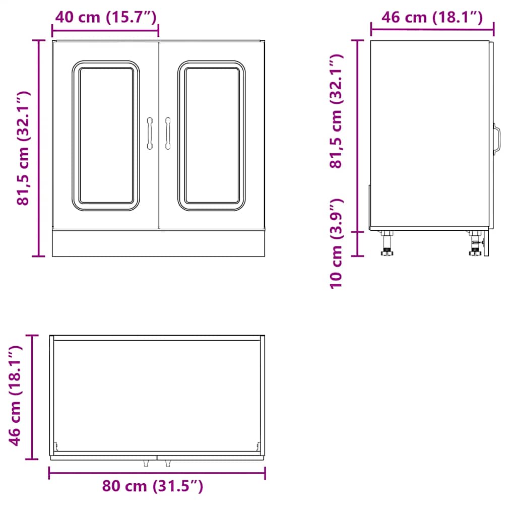 Mobile base lavello Kalmar Rovere Artigianale 80x46x81,5 cm | homemem39