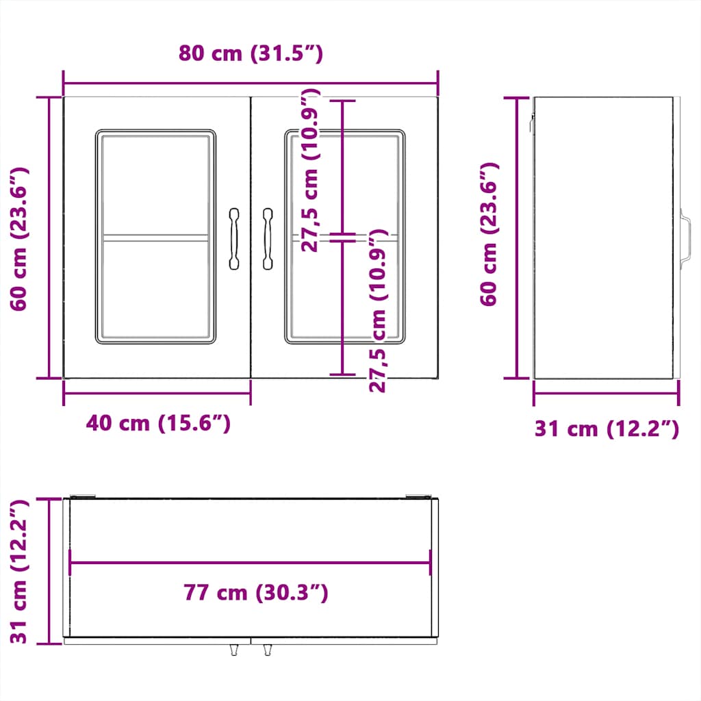 Pensile da Cucina con Porta in Vetro Kalmar Bianco Lucido - homemem39
