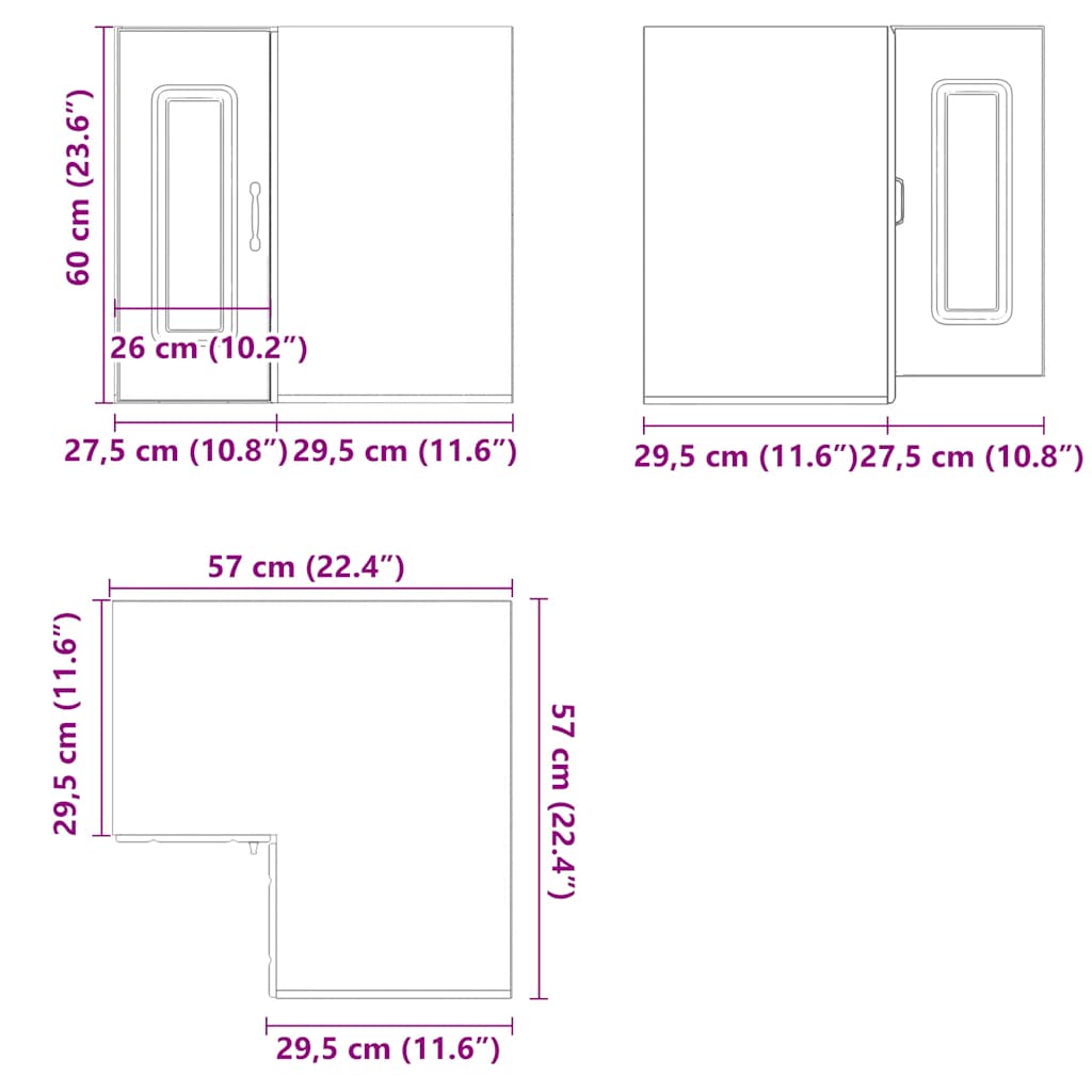 Pensile da Cucina ad Angolo Kalmar Rovere Marrone in Truciolato