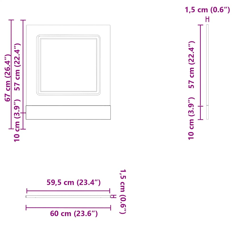 Pannello Lavastoviglie Kalmar Grigio Cemento 60x1,5x57 cm | homemem39