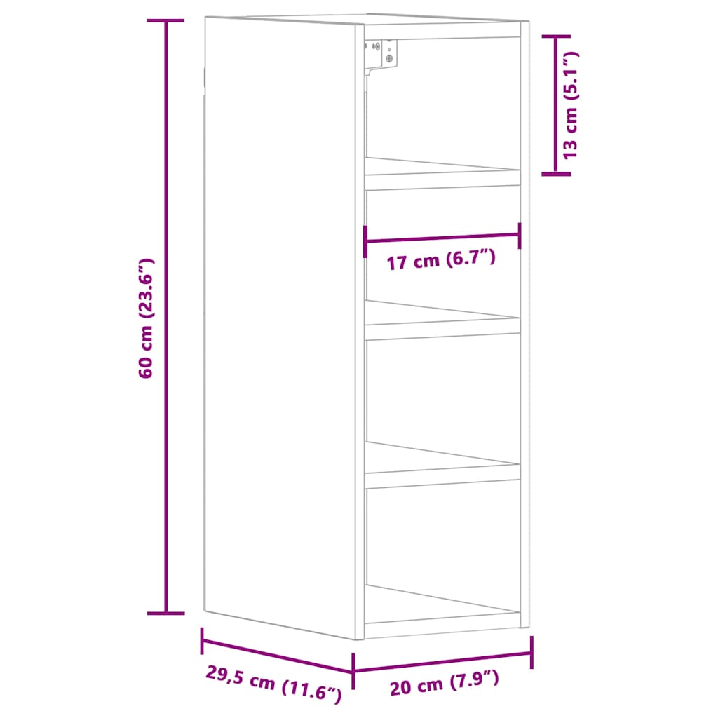 Mobile Pensile “Riga” Grigio Cemento 20x29,5x60 cm | homemem39