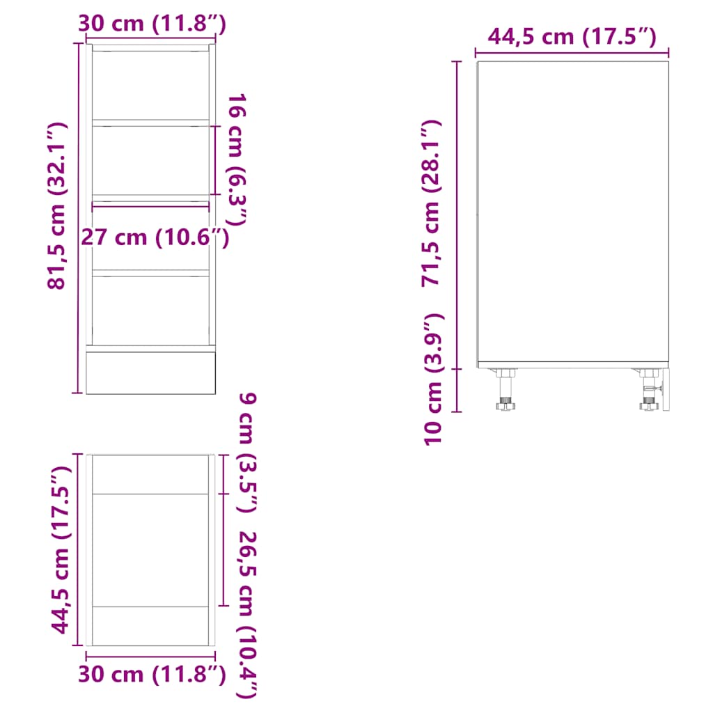 Armadio Inferiore “Riga” Rovere Artigianale 30x44,5x81,5 cm