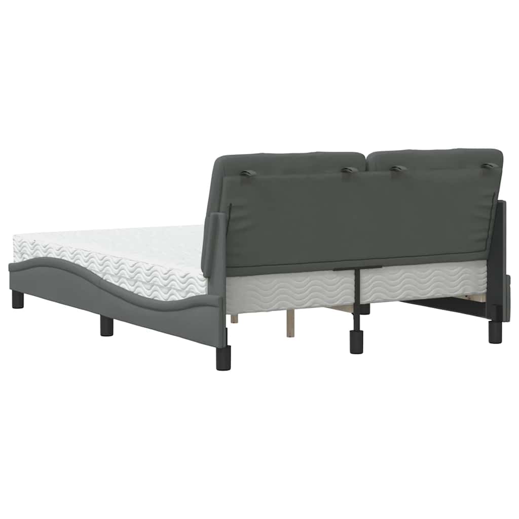 Letto con Materasso Grigio Scuro 140x200cm Tessuto | homemem39