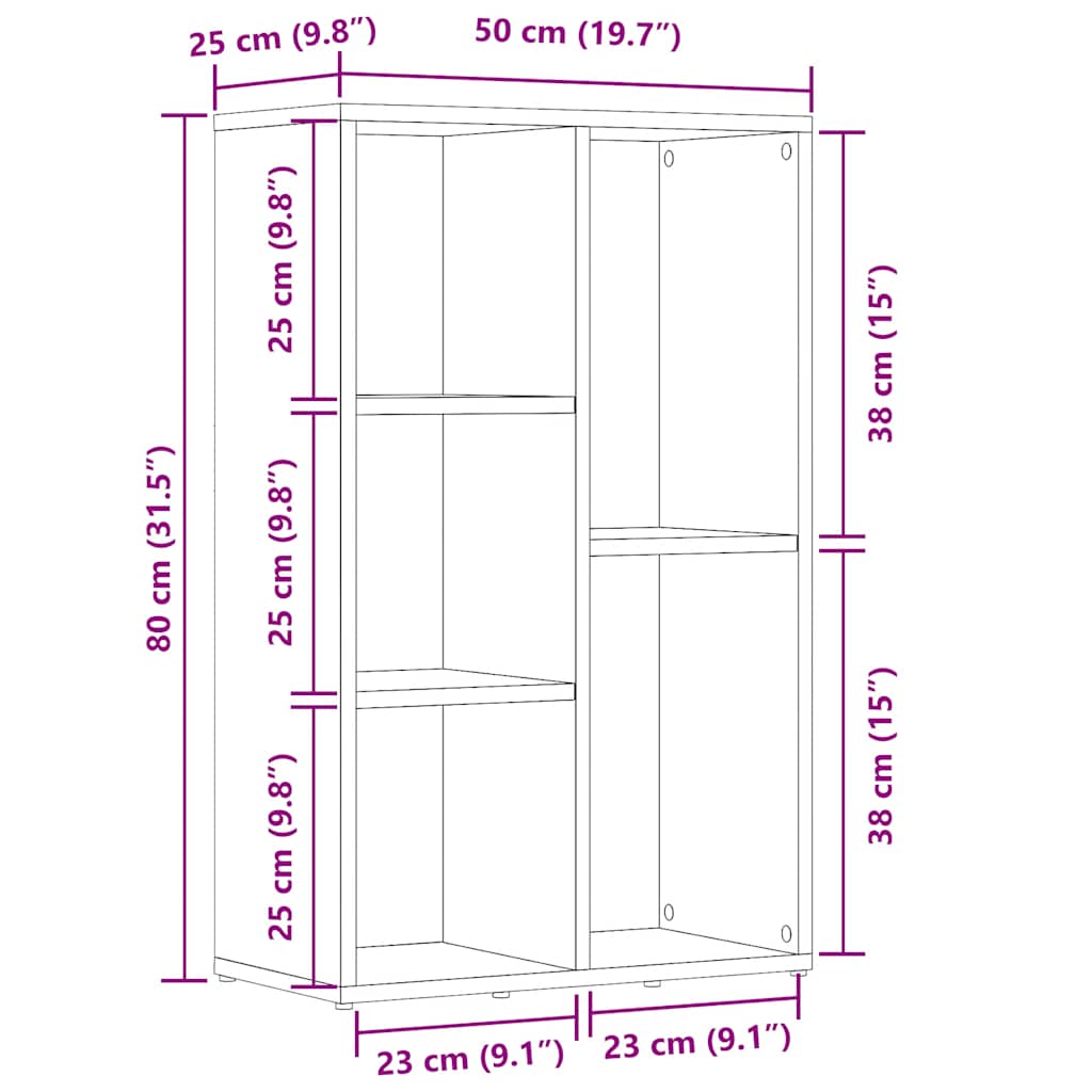 Libreria Rovere Artigianale 50x25x80 cm in Legno Multistrato