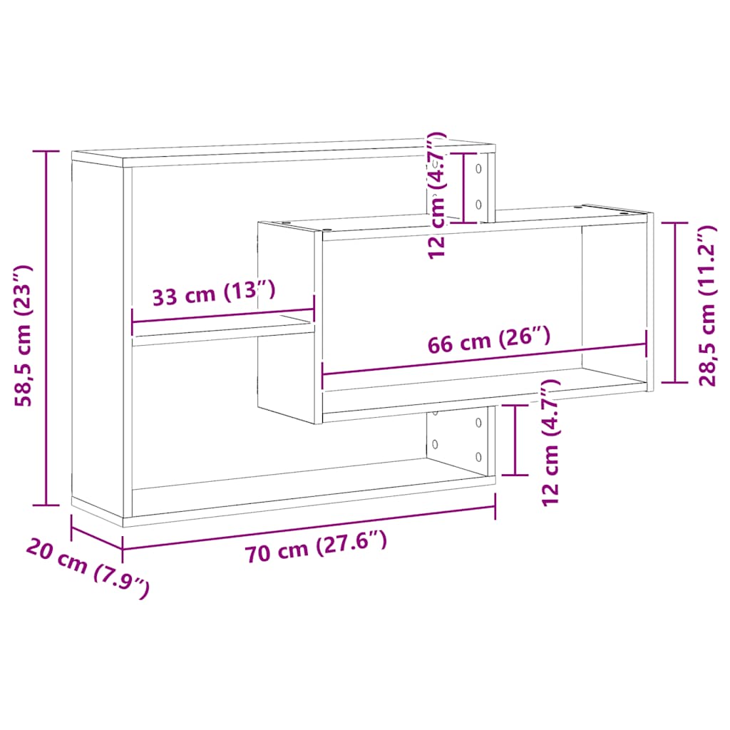 Scaffale a Parete Rovere Artigianale 104x20x58,5 cm Truciolato