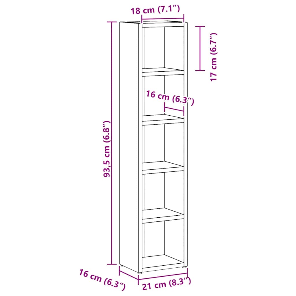 Mobili Porta CD 2pz Rovere Artigianale 21x16x93,5 in Truciolato