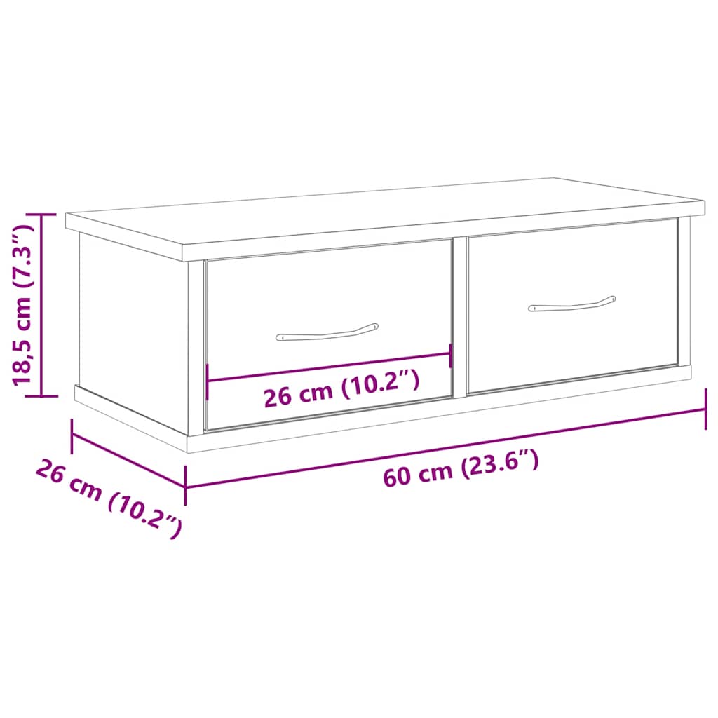 Armadietto a Muro Legno Antico 60x26x18,5 cm in Truciolato | homemem39