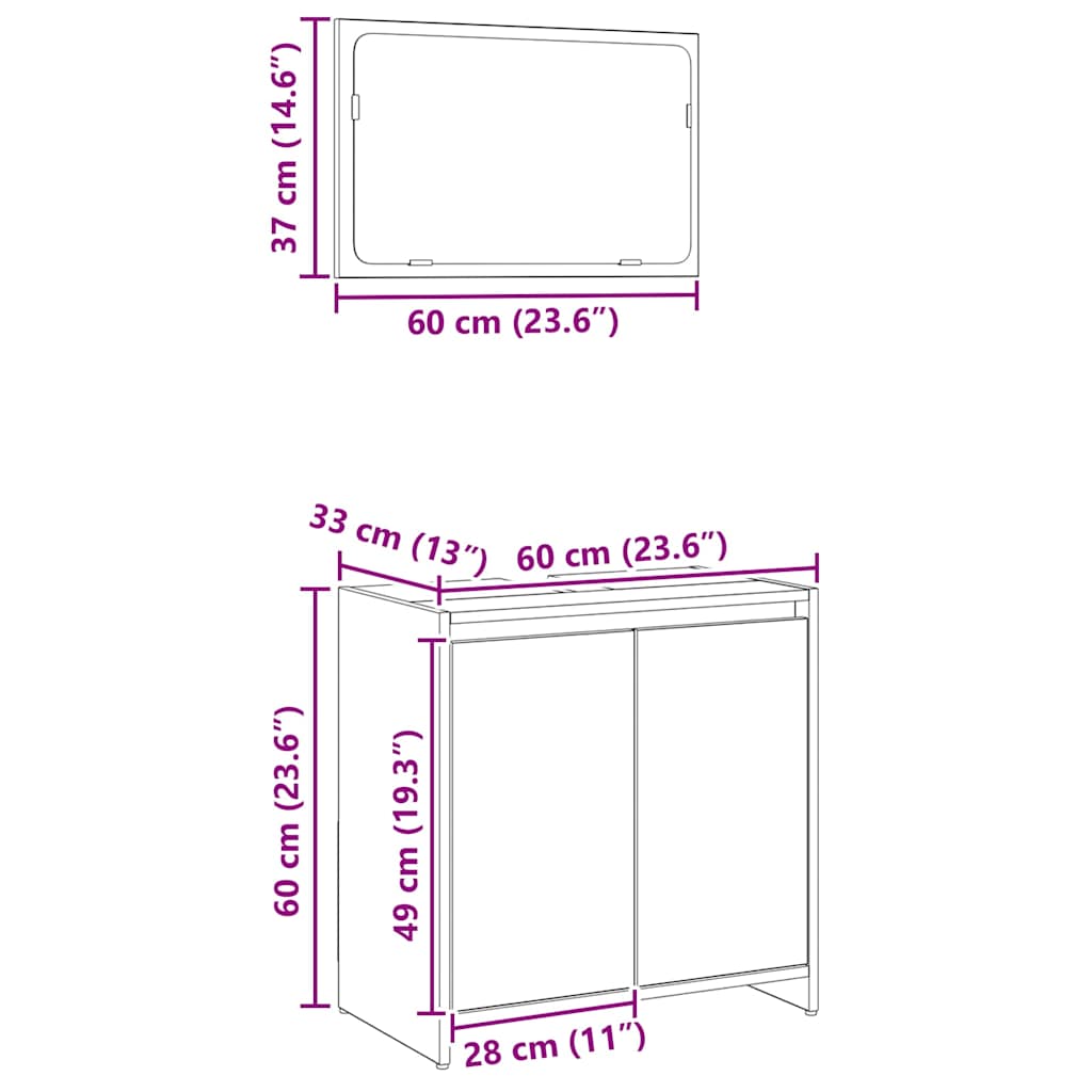 Set Mobili da Bagno 2 pz Rovere Artigianale Legno Multistrato