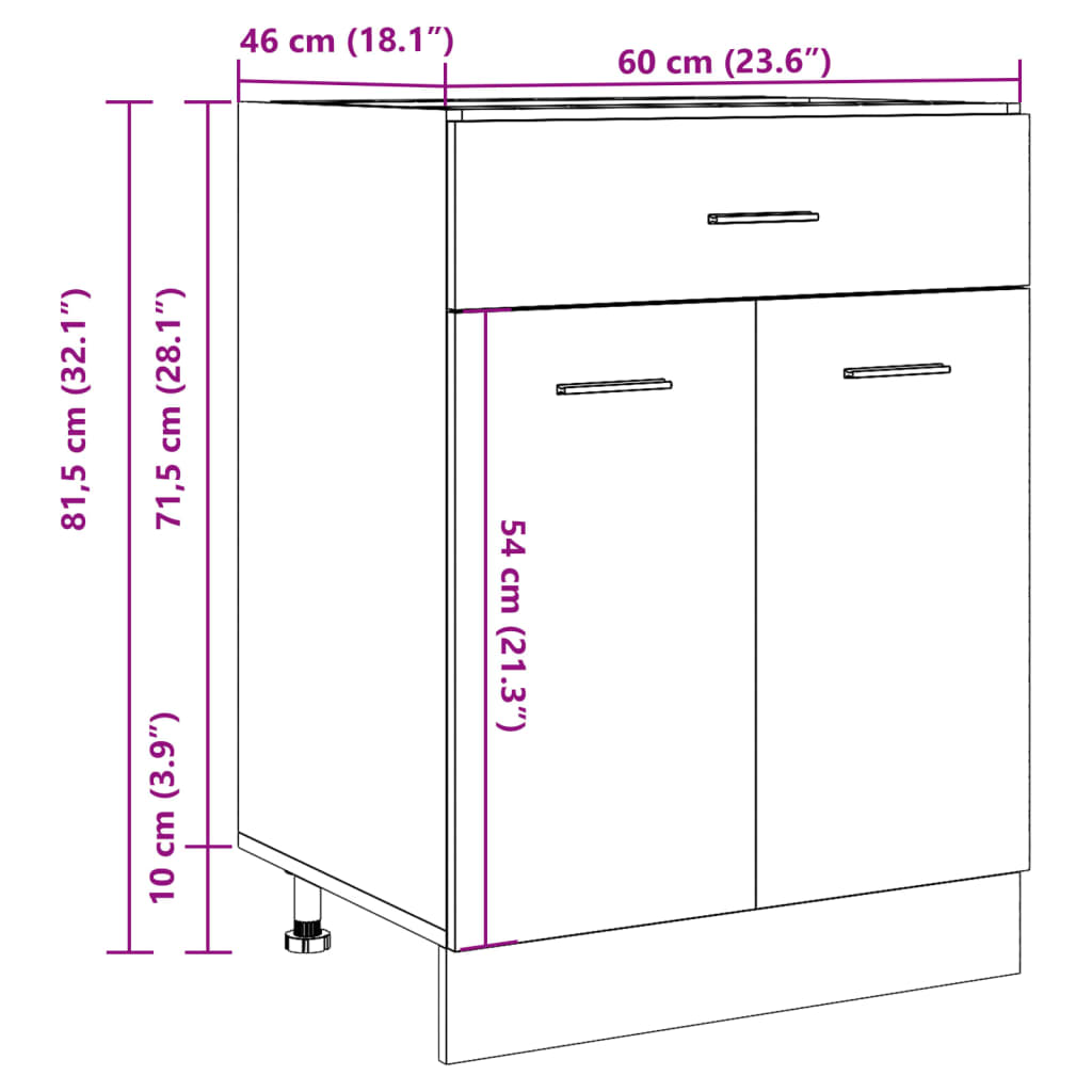 Cassettiera “Lyon” Rovere Artigianale 60x46x81,5 cm | homemem39