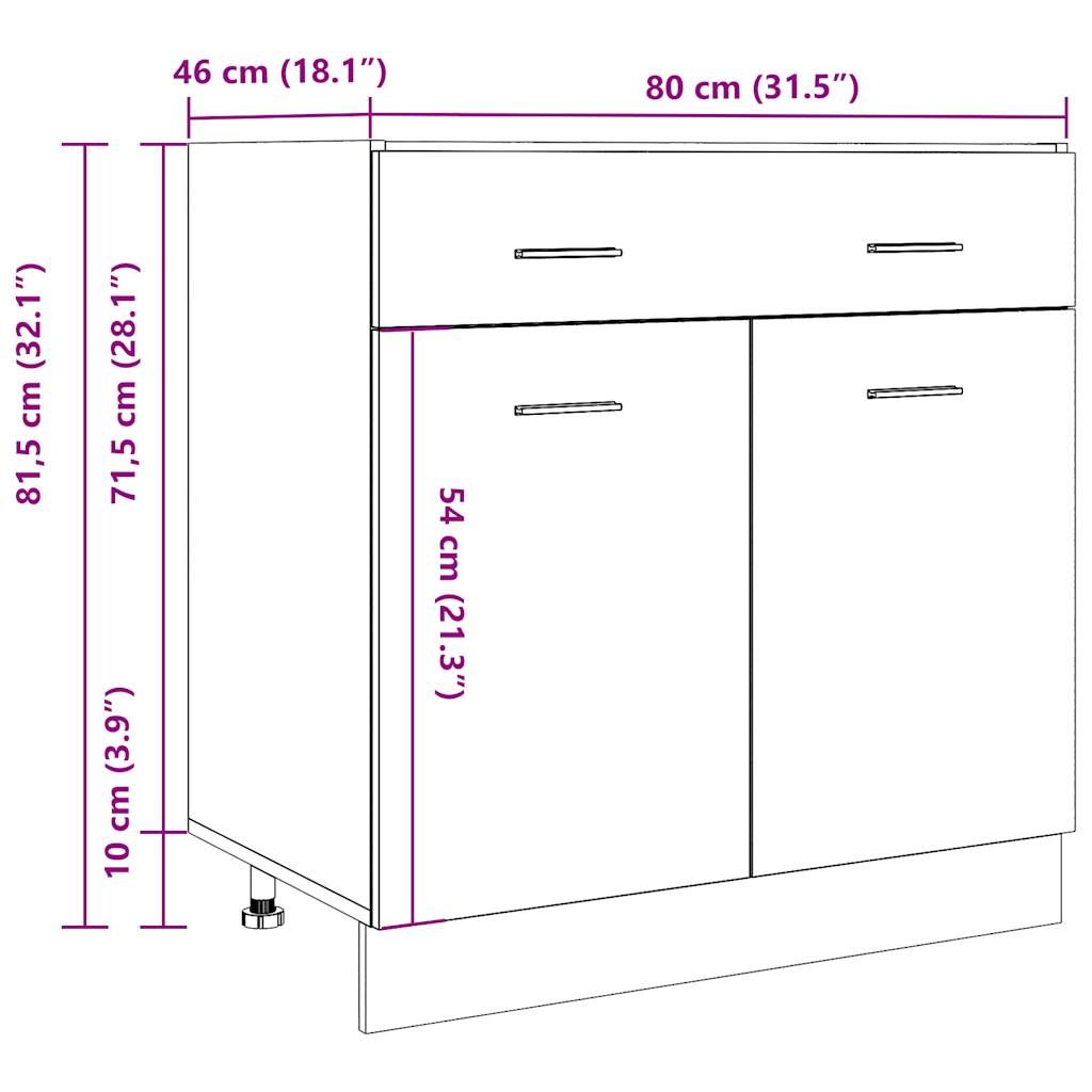 Cassettiera “Lyon” Legno Antico 80x46x81,5 cm | homemem39