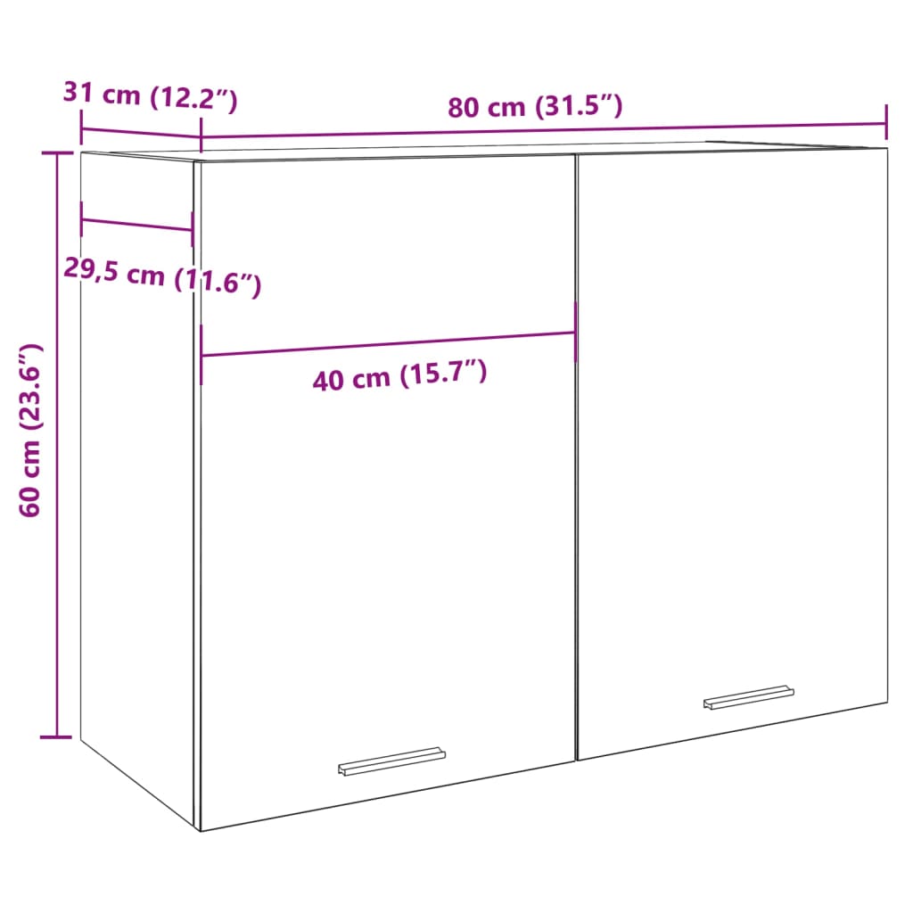Mobile Pensile “Lyon” Grigio Cemento 80x31x60 cm | homemem39