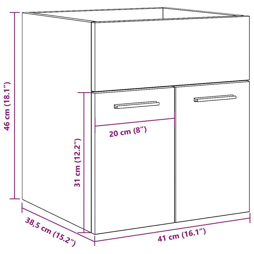 Mobile Lavabo Bagno Grigio Cemento 41x38,5x46 cm in Truciolato