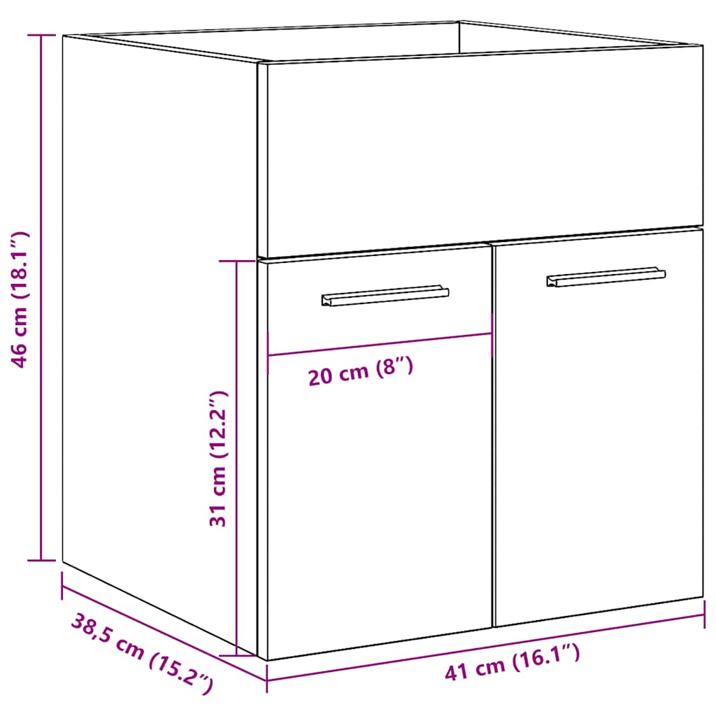 Mobile da Bagno Legno Antico 41x38,5x46 cm in Truciolato | homemem39