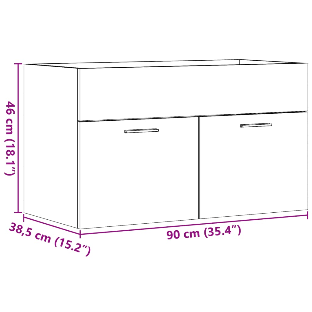 Mobile Lavabo Bagno Rovere Sonoma 90x38,5x46 cm Multistrato | homemem39