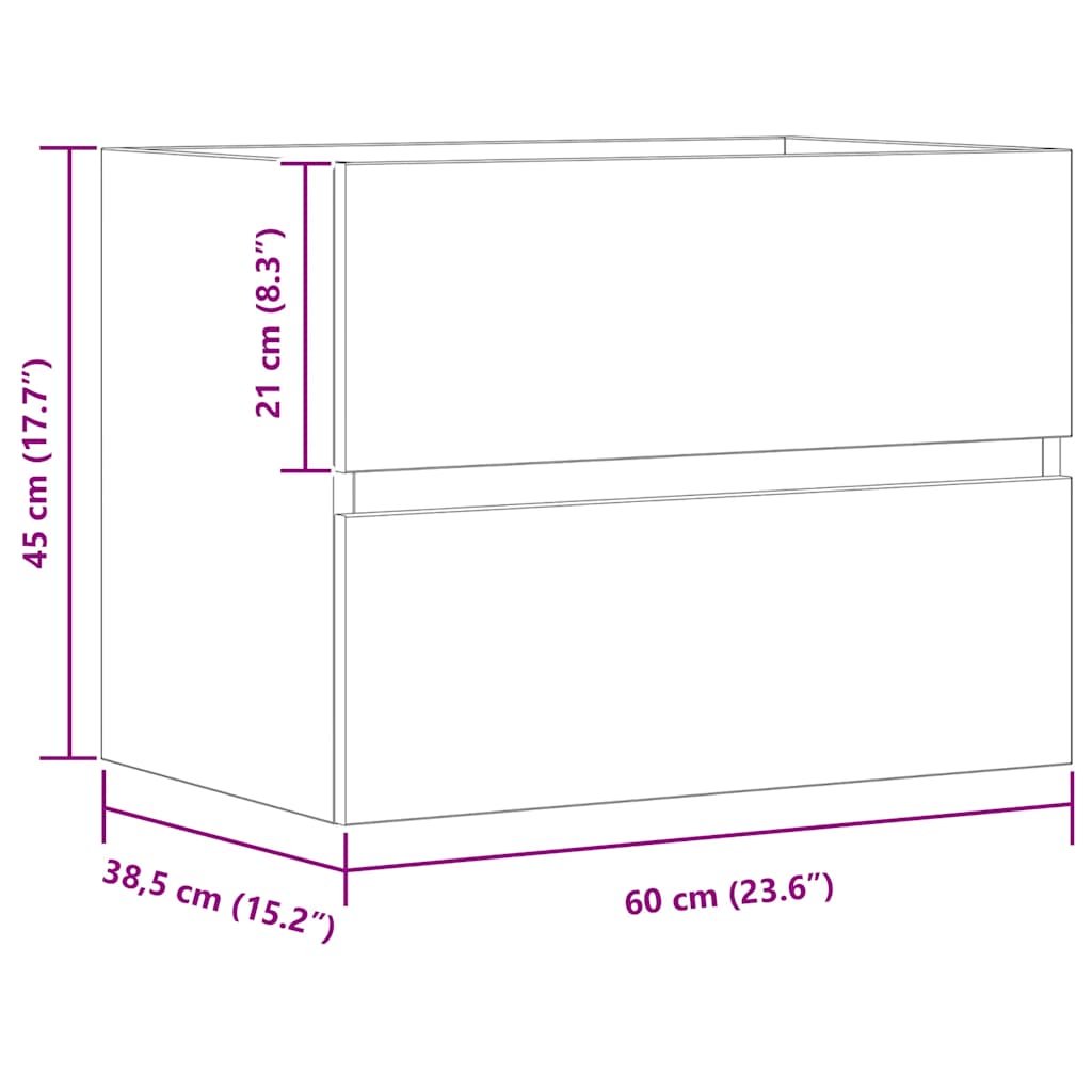 Mobiletto da Bagno Rovere Artigianale 60x38,5x45 cm Truciolato | homemem39