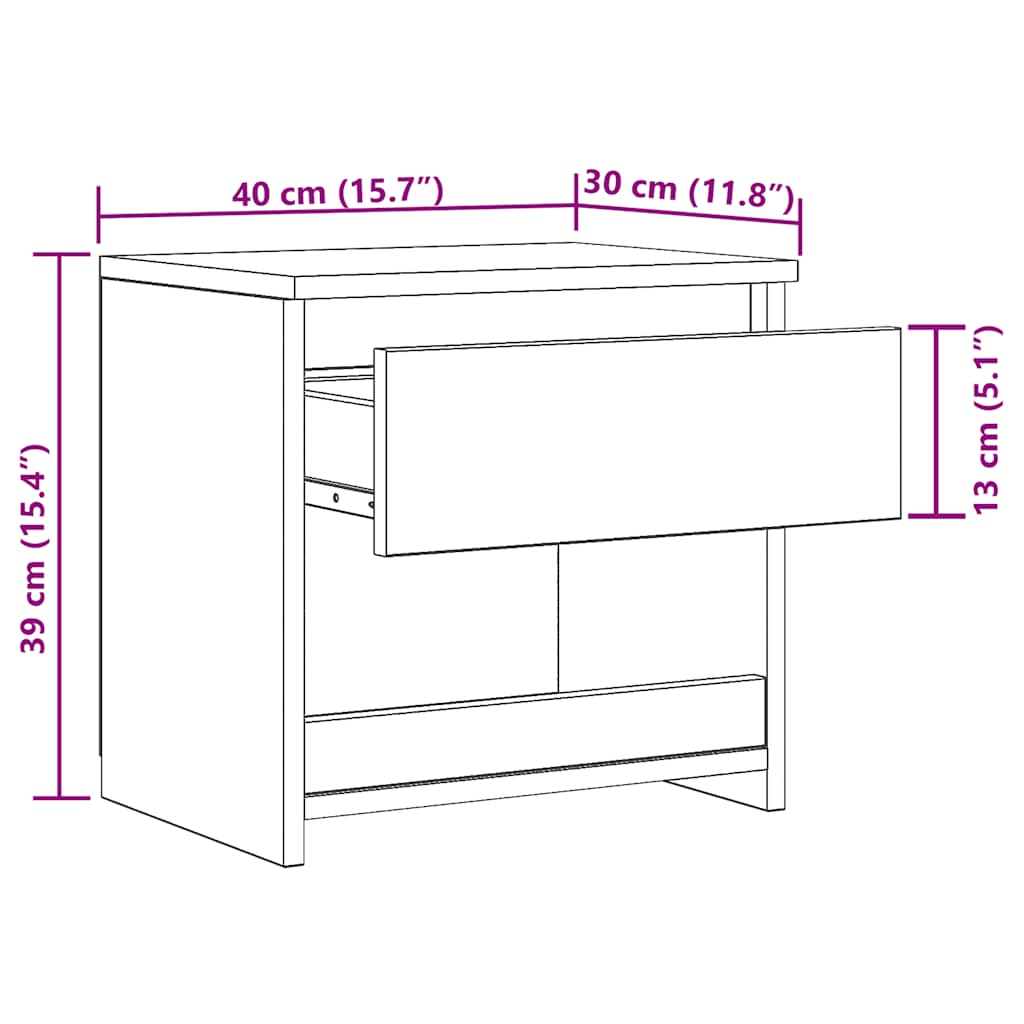 Comodino Legno Antico 40x30x39 cm in Legno Multistrato - homemem39