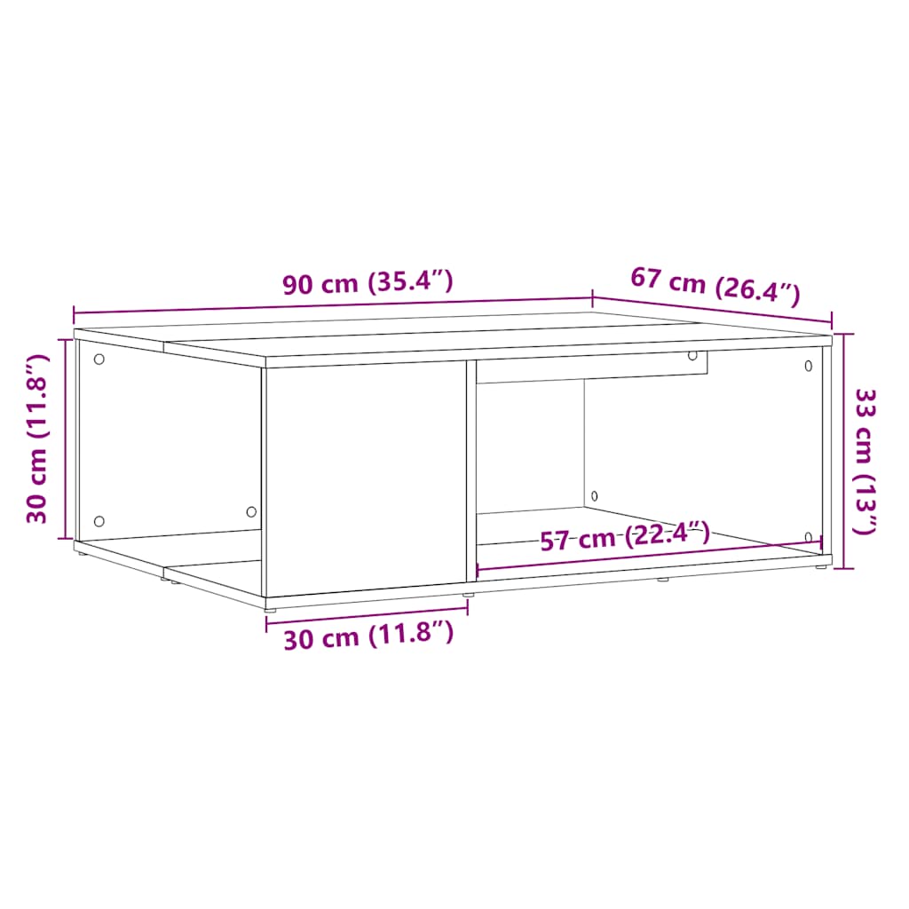 Tavolino da Salotto Legno Antico 90x67x33 cm in Truciolato | homemem39