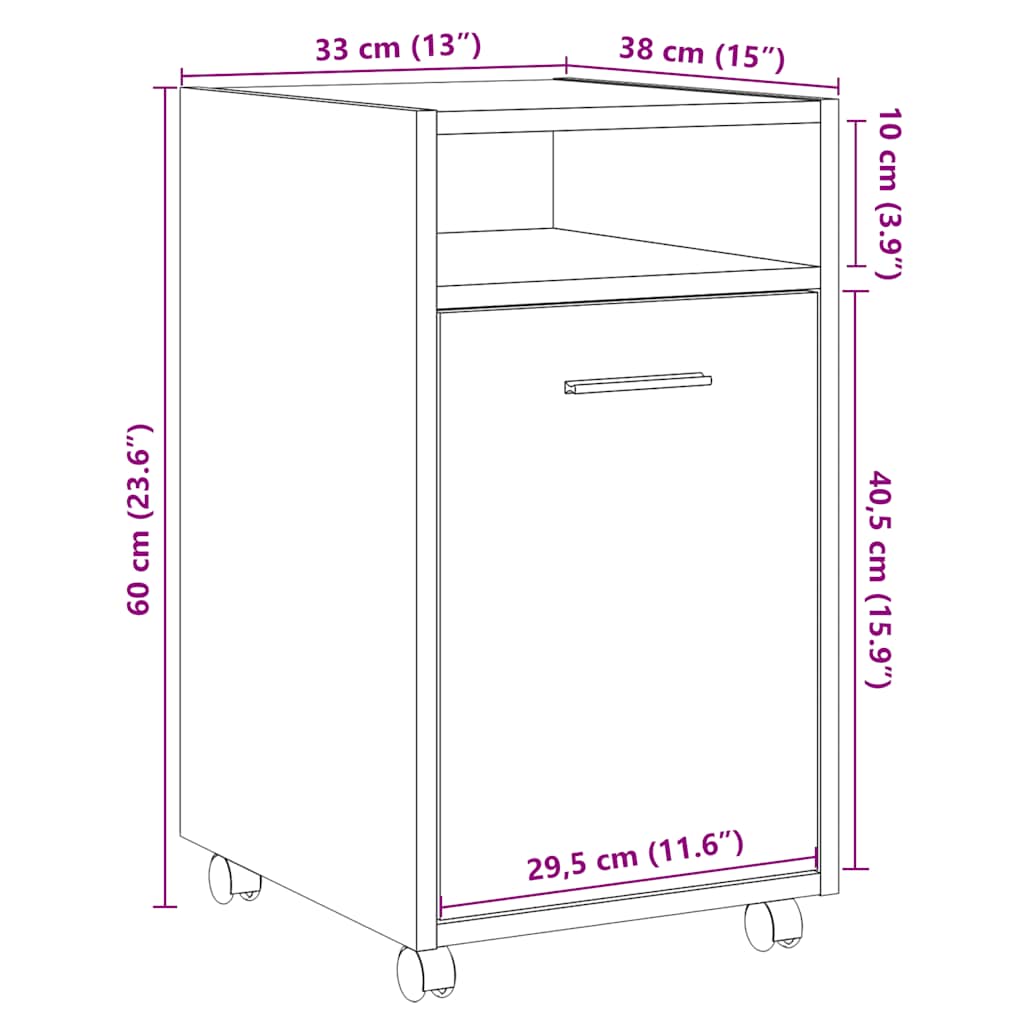Armadio con Ruote Legno Vecchio 33x38x60 cm Legno Multistrato | homemem39
