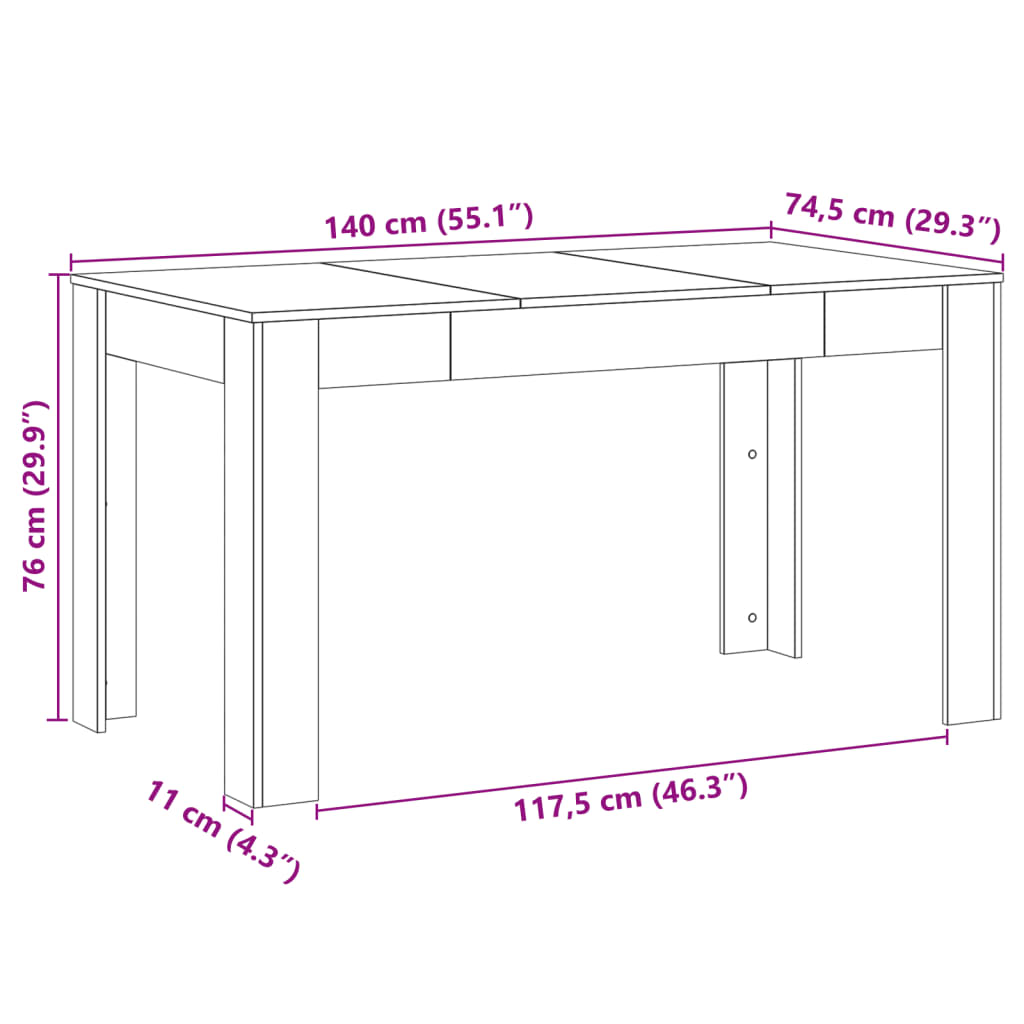 Tavolo da Pranzo Legno Antico 140x74,5x76 cm Legno Multistrato | homemem39