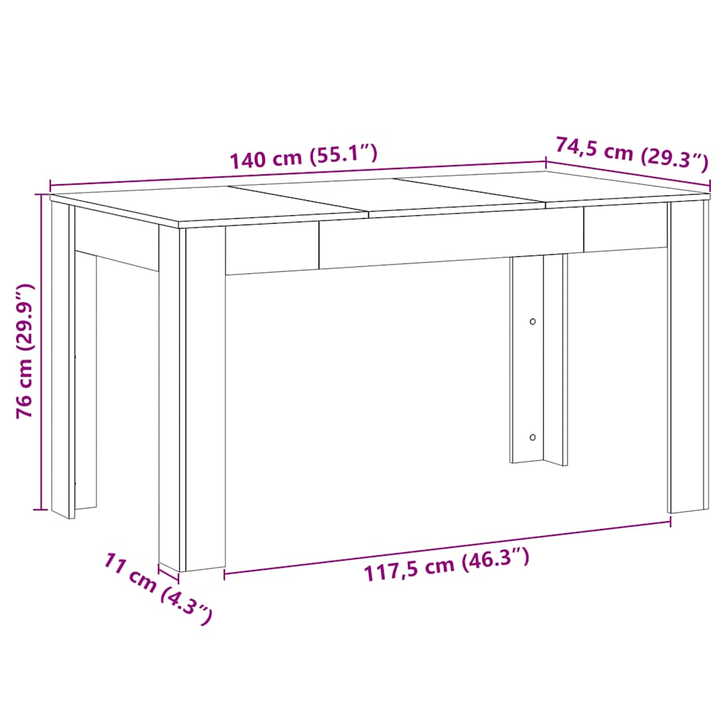 Tavolo Pranzo Artigianale 140x74,5x76 cm Legno Multistrato