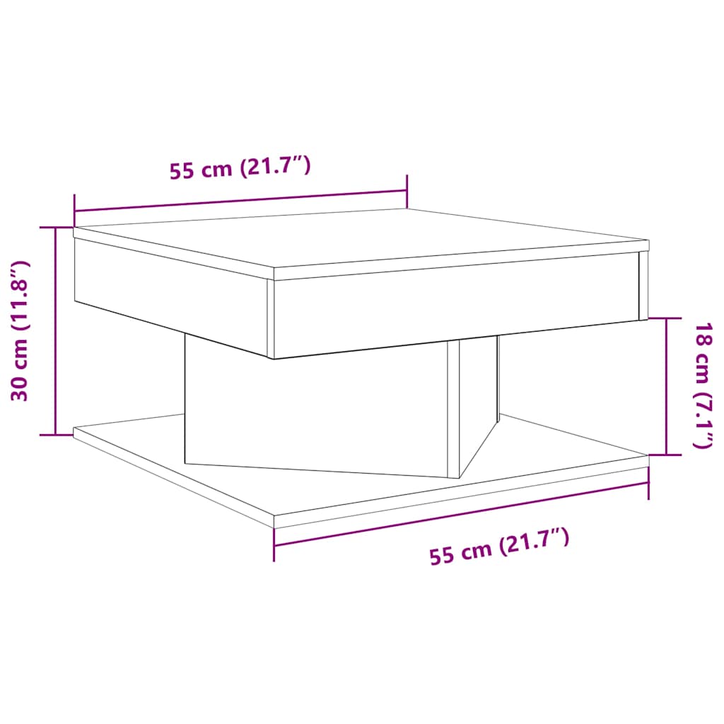 Tavolino da Salotto Legno Antico 55x55x30 cm Legno Multistrato | homemem39