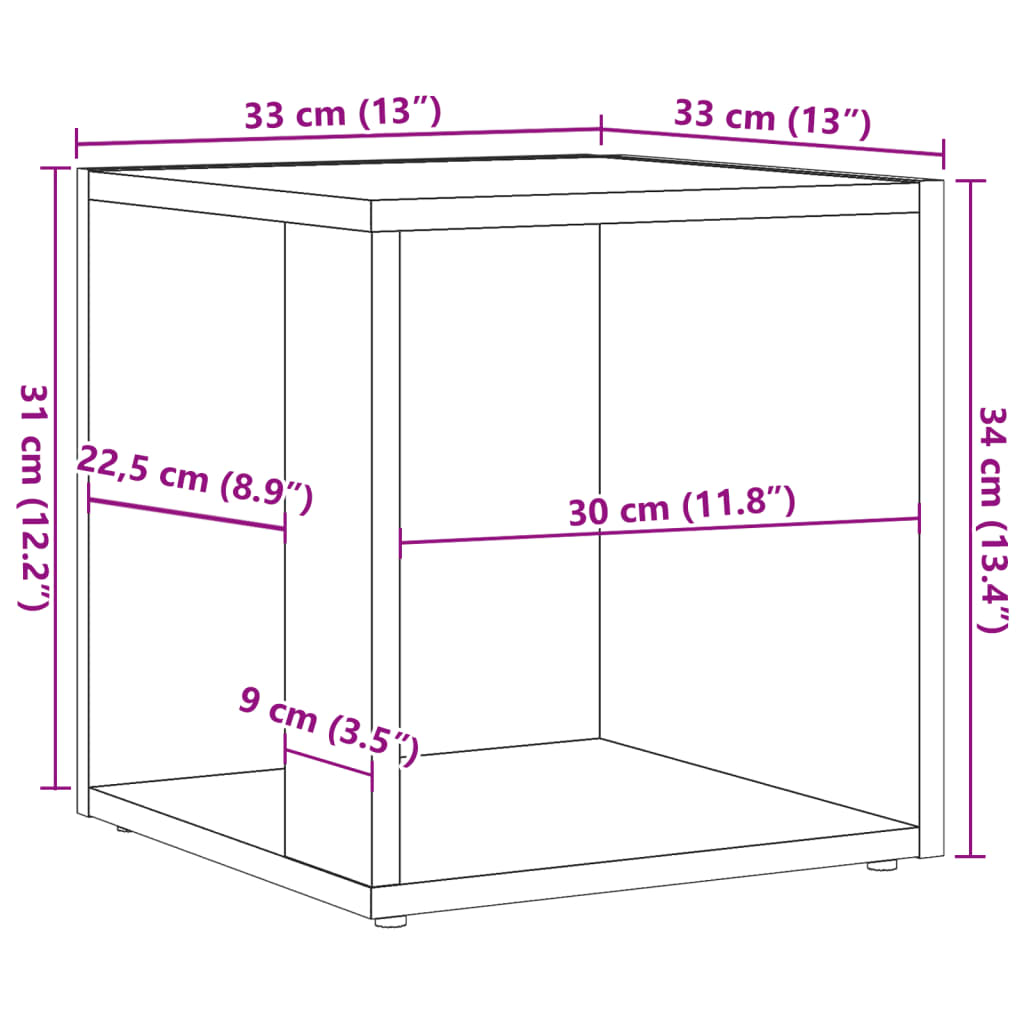 Tavolino Legno Antico 33x33x34 cm in Legno Multistrato