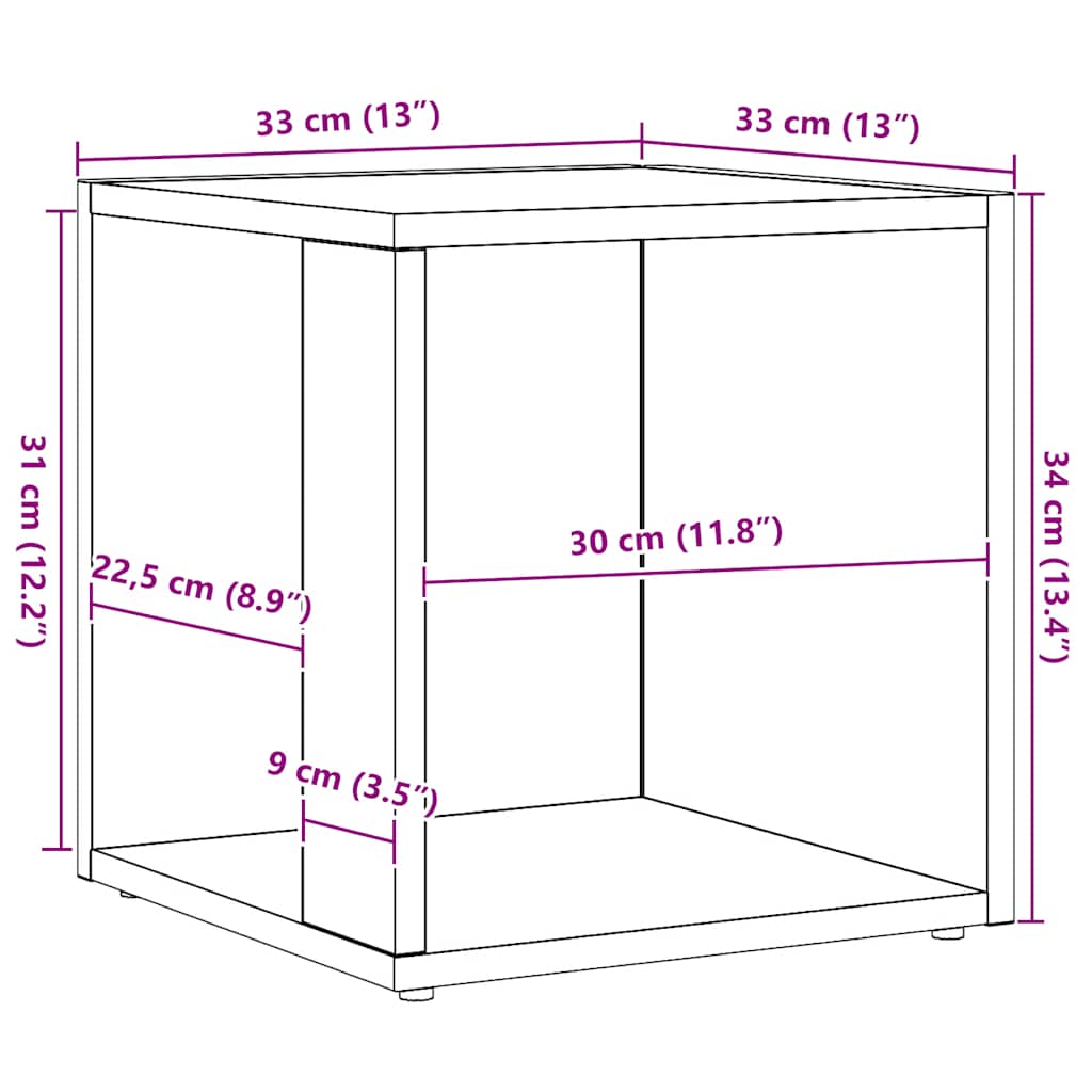 Tavolino da Salotto Rovere Artigianale 33x33x34cm in Truciolato