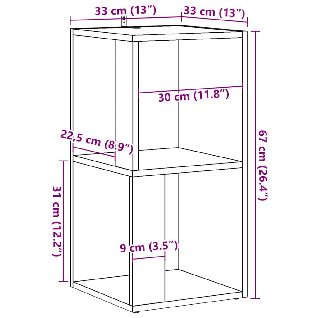Mobile Angolare Legno Antico 33x33x67 cm in Truciolato
