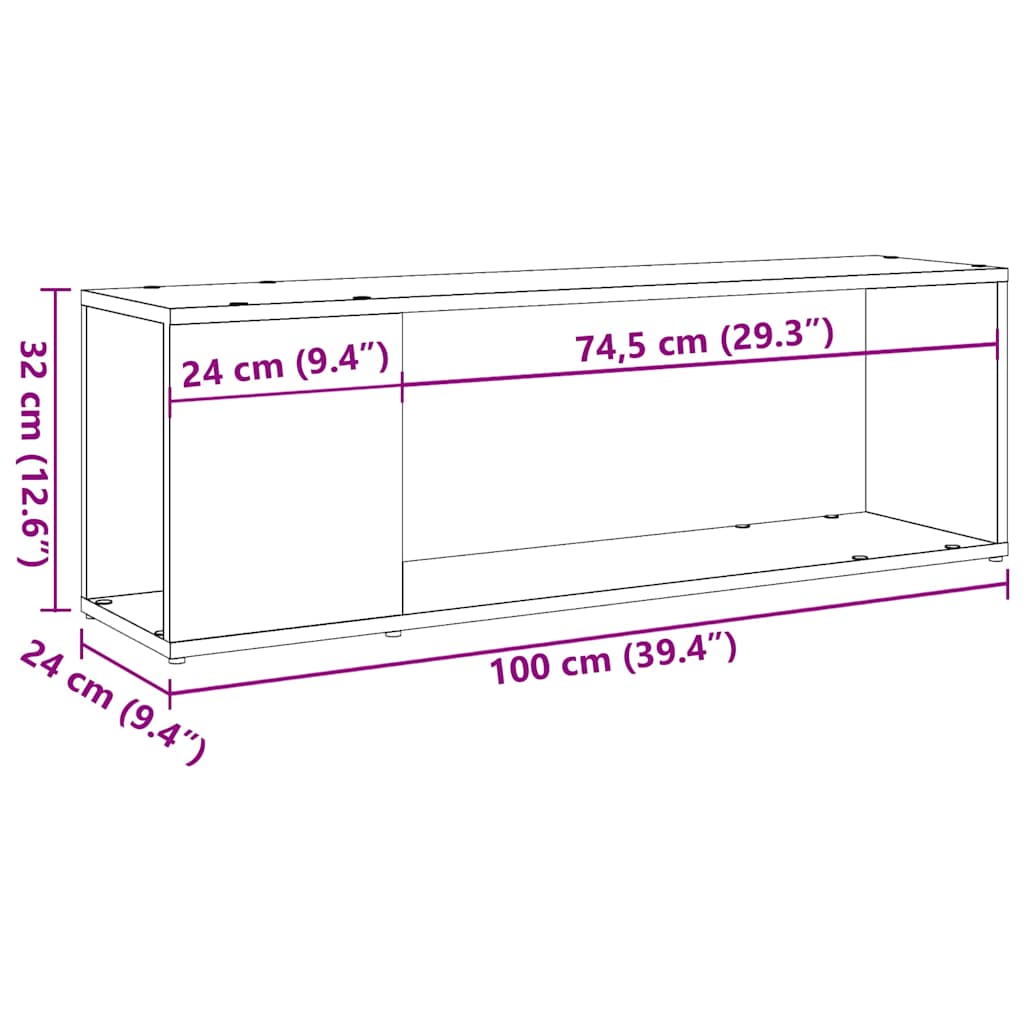 Mobile TV Rovere Artigianale 100x24x32 cm in Legno Multistrato