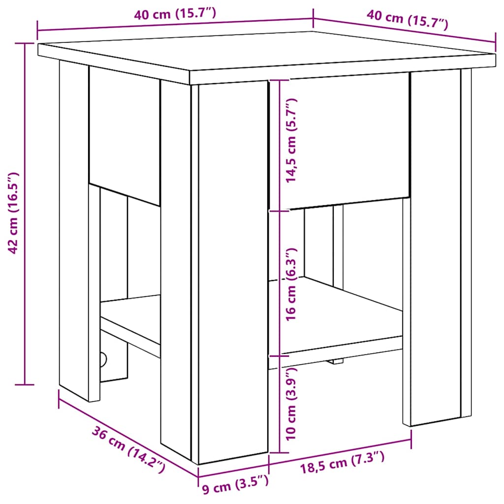 Tavolino da Salotto Artigianale 40x40x42 cm Legno Multistrato