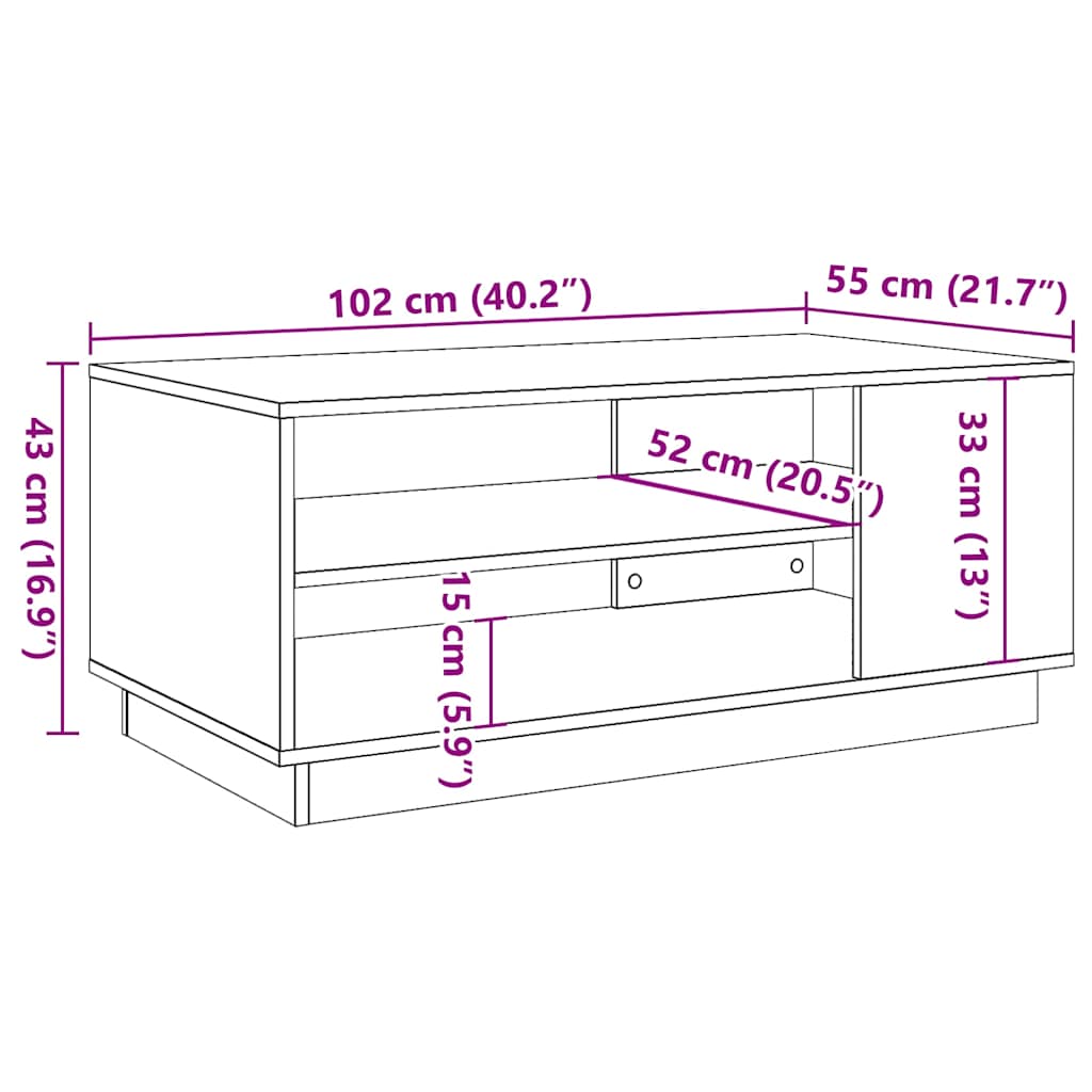 Tavolino da Salotto Legno Antico 102x55x43 cm Legno Multistrato | homemem39