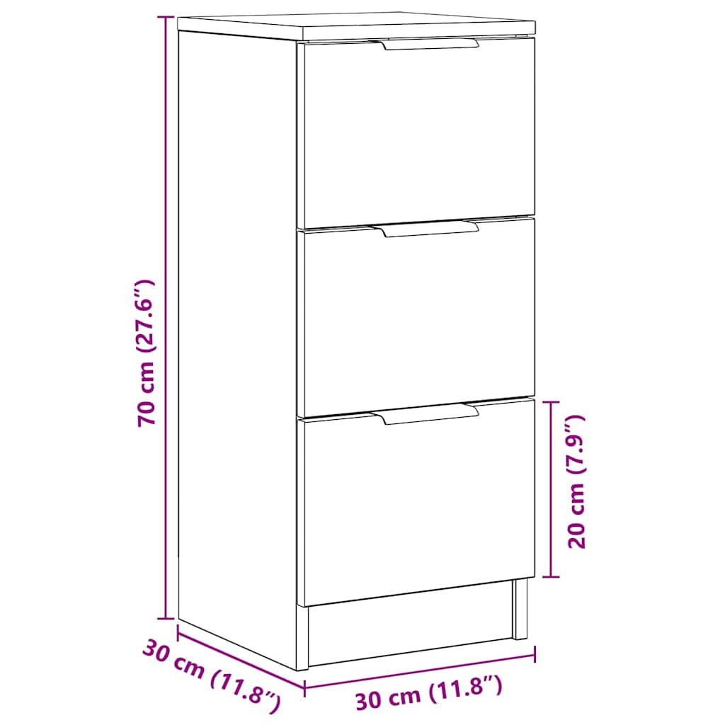 Credenze 2 pz Rovere Artigianale 30x30x70 cm Legno Multistrato - homemem39