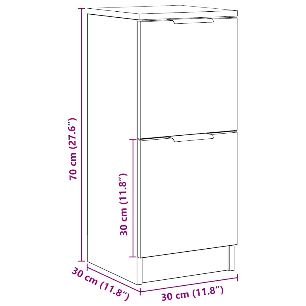 Credenza Rovere Artigianale 30x30x70 cm in Legno Multistrato