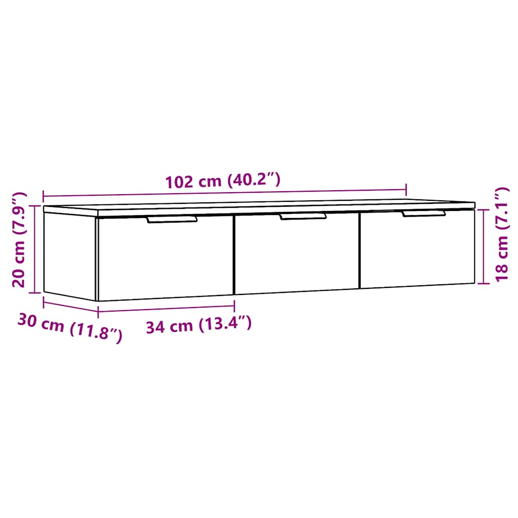 Armadietto a Muro Legno Vecchio 102x30x20 cm Legno Multistrato - homemem39