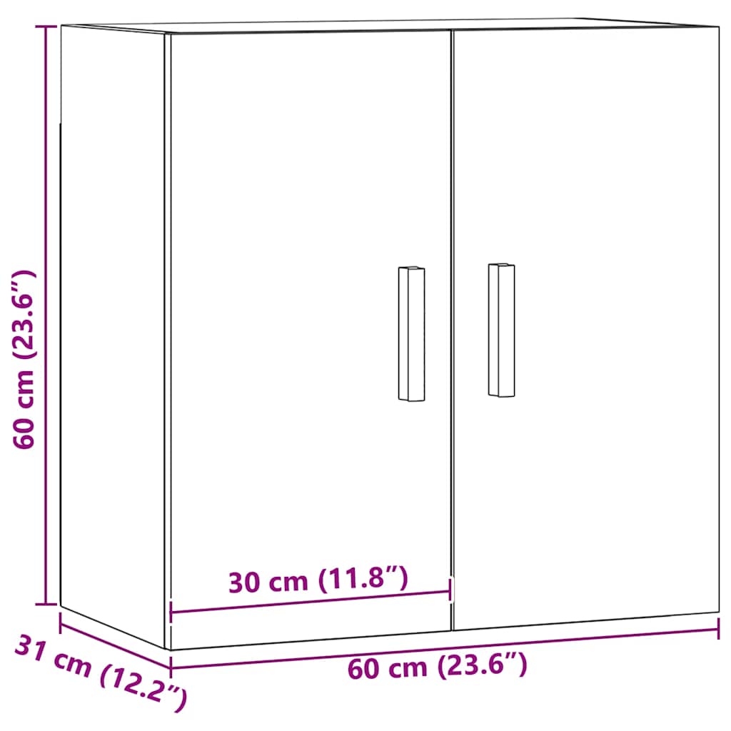 Armadietto a Muro Rovere Artigianale 60x31x60 cm in Truciolato | homemem39