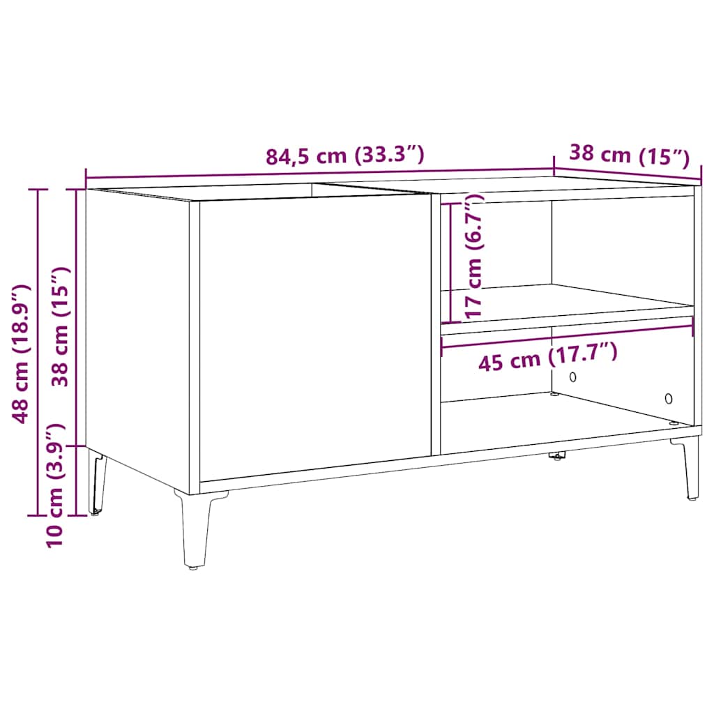 Mobile Porta Dischi Legno Antico 84,5x38x48cm Legno Multistrato | homemem39