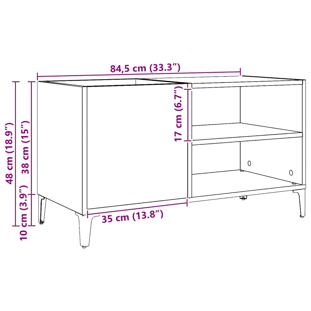 Mobile Porta Dischi Rovere Artigianale 84,5x38x48cm Multistrato | homemem39