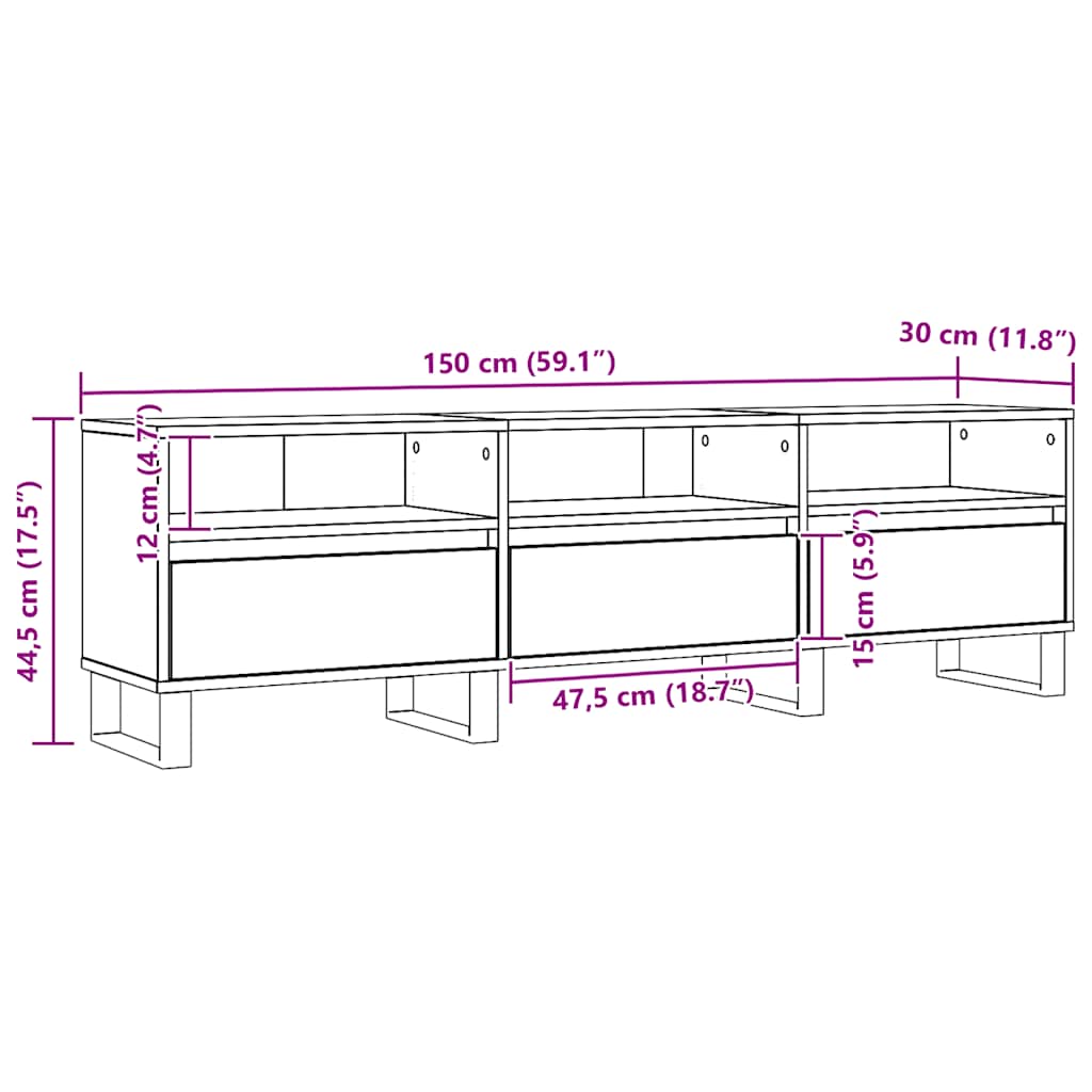 Mobile Porta TV Rovere Artigianale 150x30x44,5 cm Multistrato | homemem39
