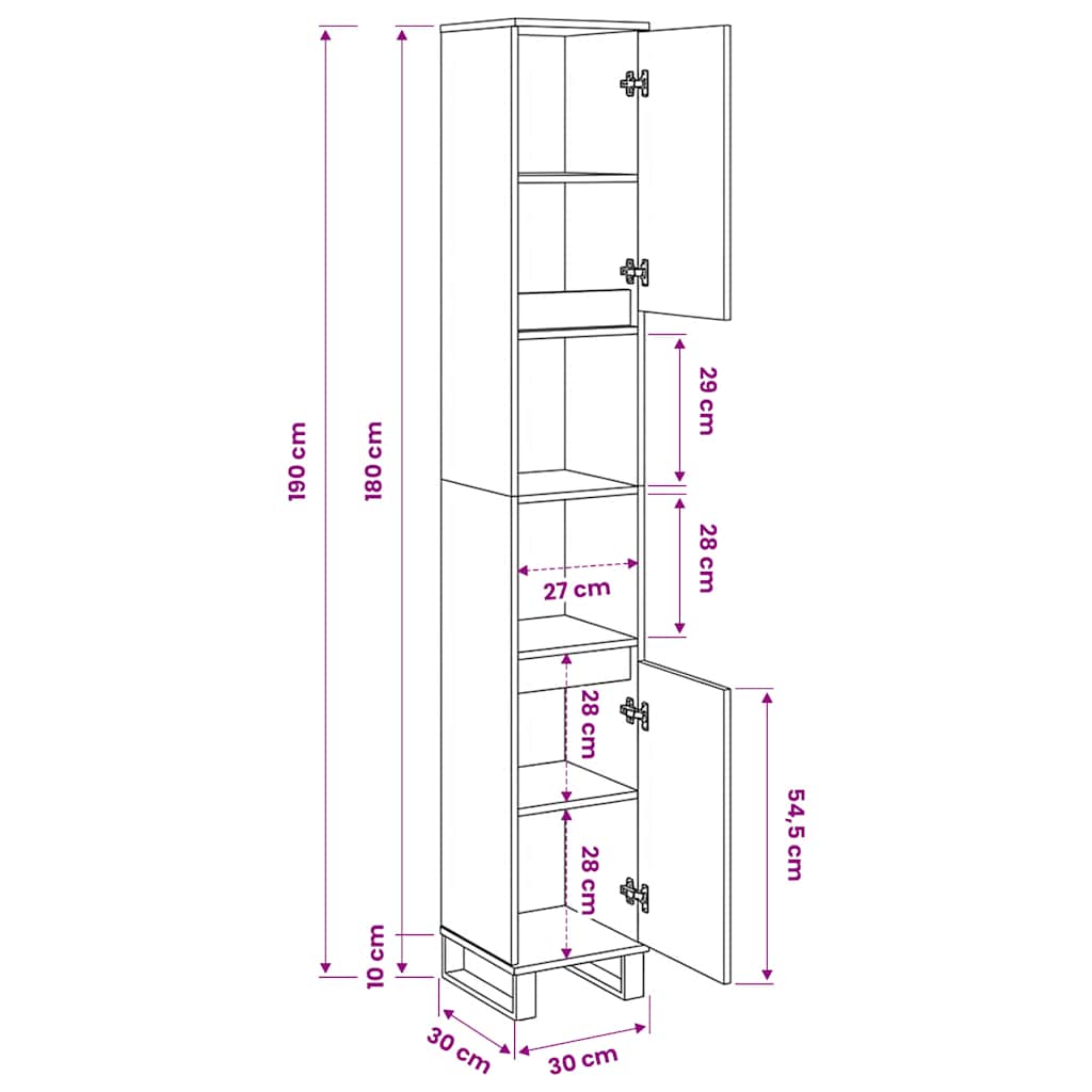 Armadietto Bagno Rovere 30x30x190 cm Legno Multistrato | homemem39
