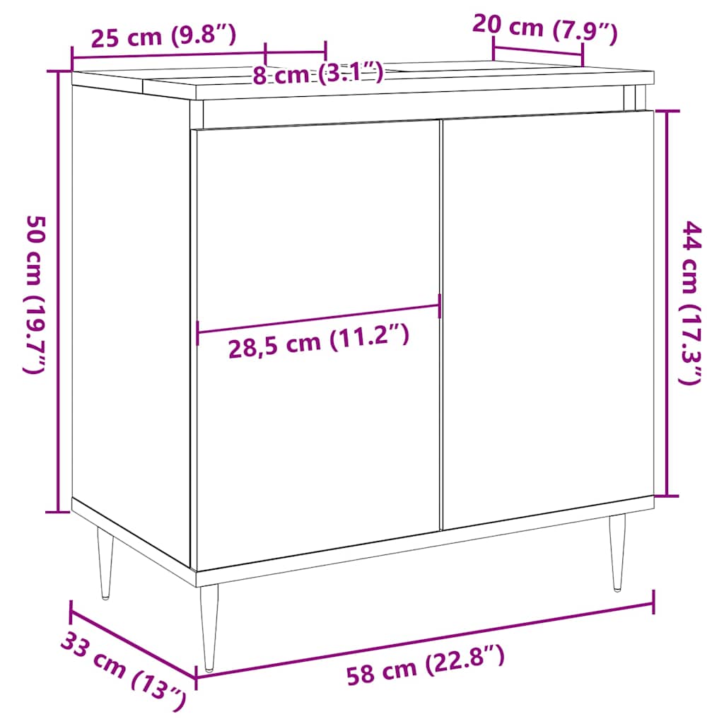 Mobile da Bagno Legno Antico 58x33x60 cm in Truciolato | homemem39