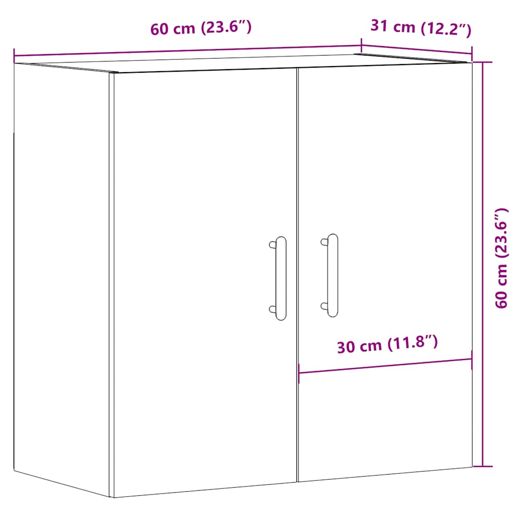 Armadietto a Muro Legno Vecchio 60x31x60 cm in Truciolato | homemem39