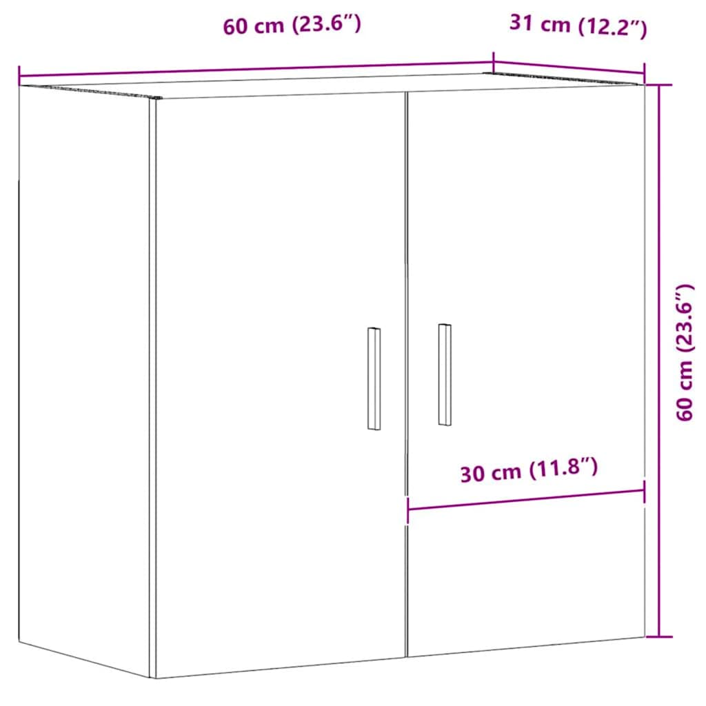 Armadietto a Muro Rovere Artigianale 60x31x60 cm in Truciolato