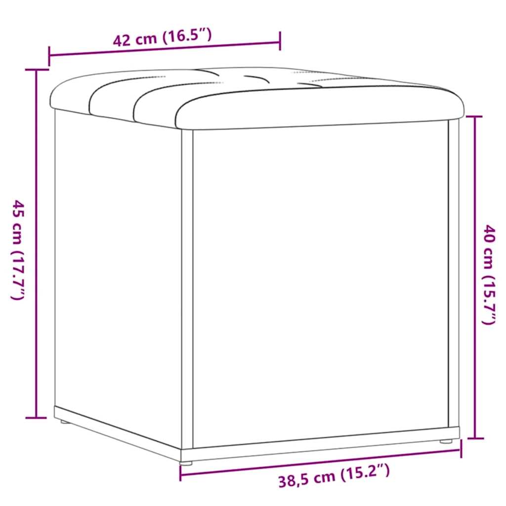 Panca Portaoggetti Rovere Artigianale 42x42x45 cm in Truciolato | homemem39