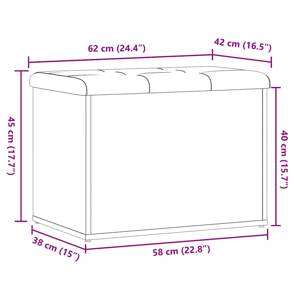 Panca Portaoggetti Legno Antico 62x42x45 cm Legno Multistrato | homemem39