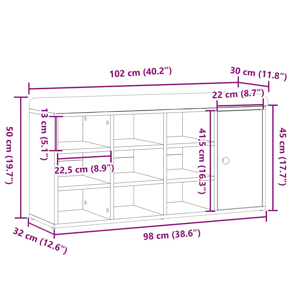 Panca Porta Scarpe Legno Antico 102x32x50 cm Legno Multistrato | homemem39