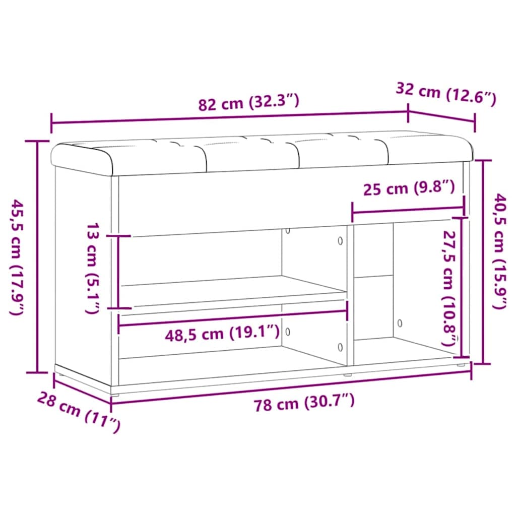 Scarpiera Rovere Artigianale 82x32x45,5 cm in Legno Multistrato - homemem39