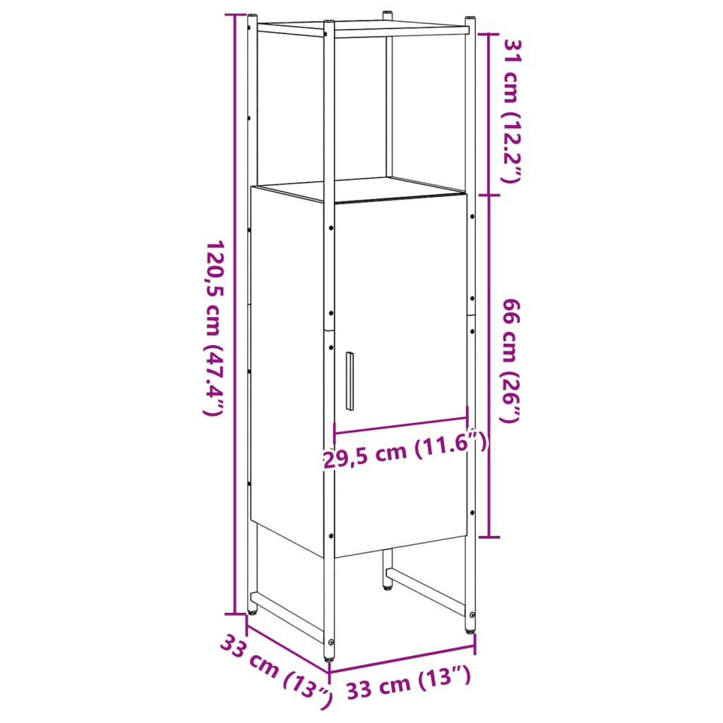 Armadietto Bagno Legno Antico 33x33x120,5 cm Legno Multistrato