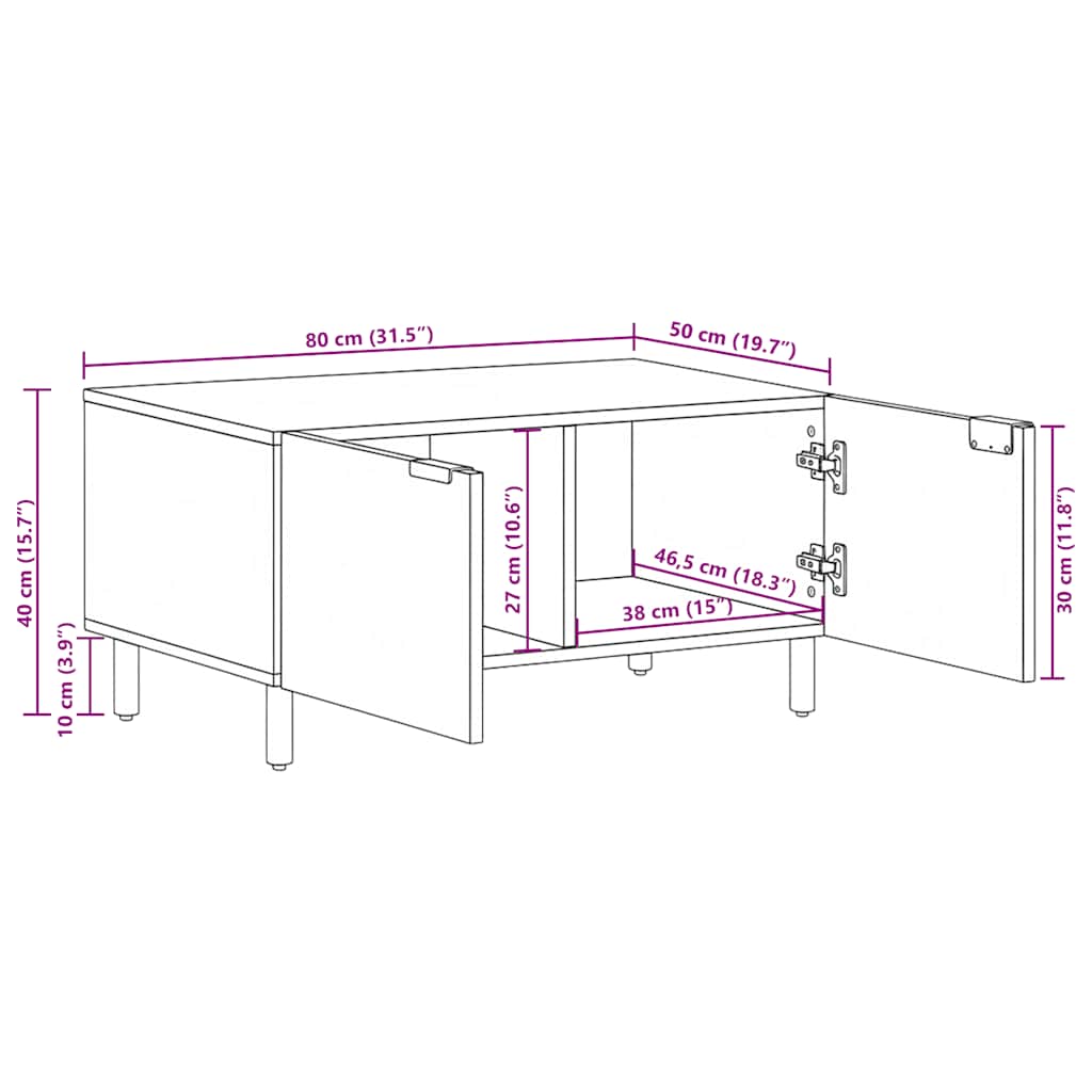 Tavolino da Salotto Nero 80x50x40 cm in Legno Multistrato | homemem39
