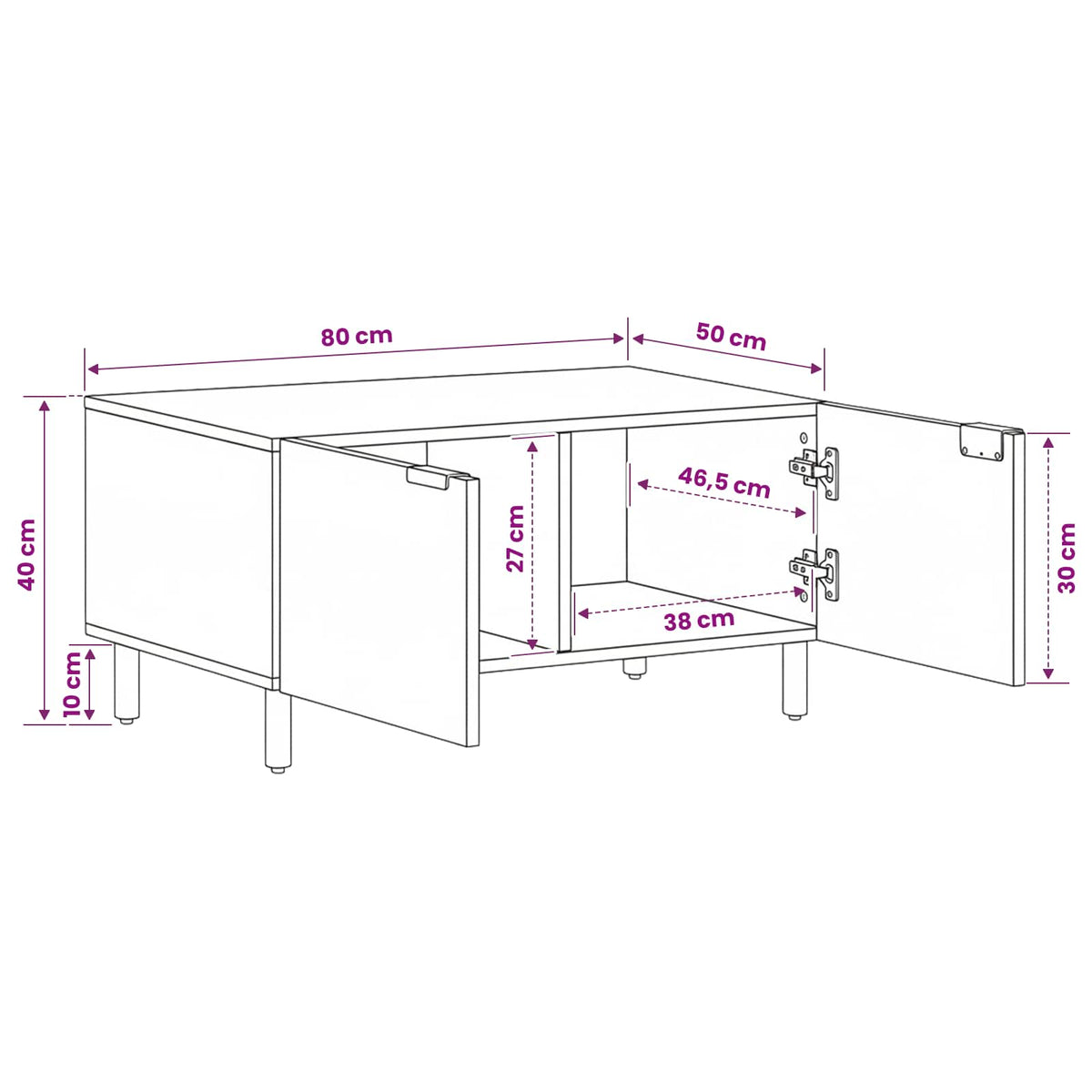 Tavolino da Salotto Nero 80x50x40 cm in Legno Multistrato