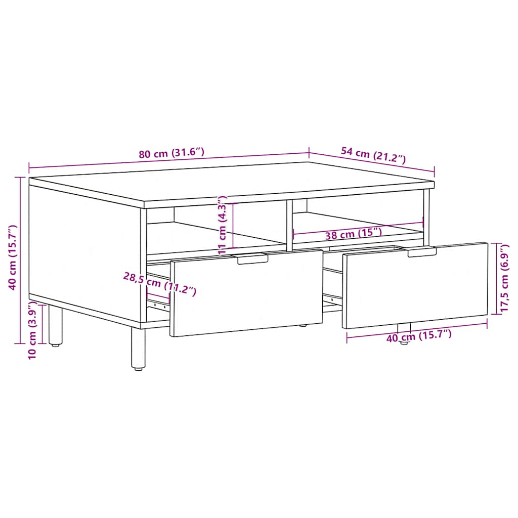 Tavolino da Salotto Nero 80x54x40 cm in Legno Multistrato | homemem39